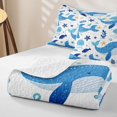 thumbnail image 4 of meiyoeat Cute Ocean Jellyfish Star Whale Twin Quilt Set for Boys Girls, Kawaii Marine Wildlife Twin Coverlet Set, Blue White, 2-Piece, 4 of 7