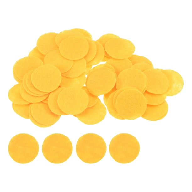 100uds Redondos Fieltro Círculos, 25mm 1" Artesanía Fieltro Almohadillas No-Tejida Tela Almohadilla para Bricolaje Costura Artesanía Corte Proyectos Artesanía Acabado, Amarillo