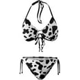 thumbnail image 3 of NICKSUN Women's Halter Padded Top Tie Side Bottom Swimsuit Cow Print 2 Piece Plus Size Bikini Bathing Suits, 3 of 5