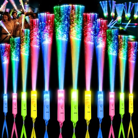 Micrency 60-PCS Party Glow Sticks Bulk, Glow Fiber Optic Sticks, LED Light Wands, Glow in The Dark Party Supplies, Fiber Optic Wands for Weddings, Flashing LED Party Favors, Colorful Light Sticks