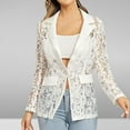 thumbnail image 2 of OGLCCG Women's Floral Lace Jacket Mesh One Button Lapel Neck Long Sleeve Elegant Jacket Blazer Casual Fashion Slim Fit Jacket, 2 of 8