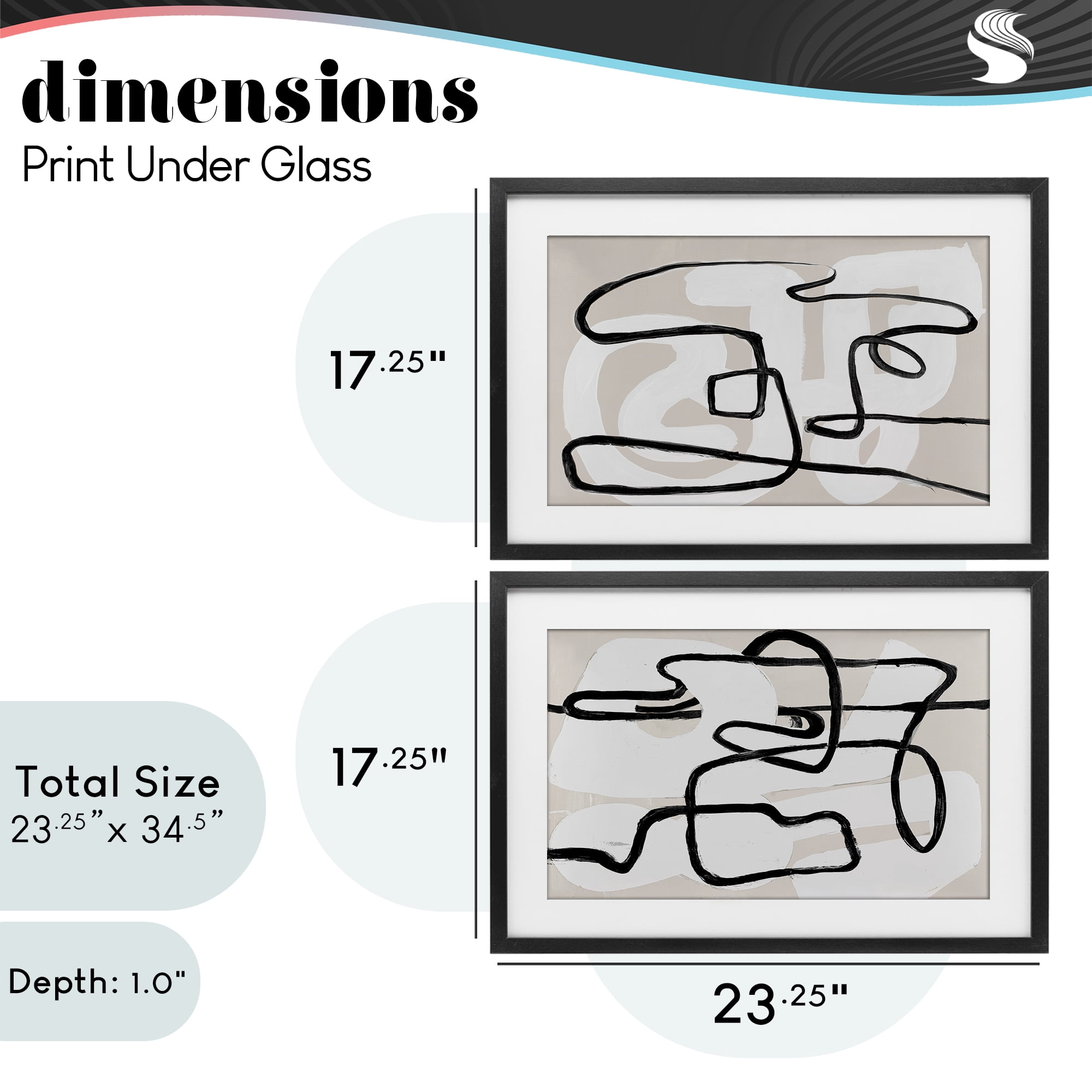 Stupell Industries Neutral Twists & Turns 2 Piece Black Framed Print Under Glass Set, design by Lanie Loreth