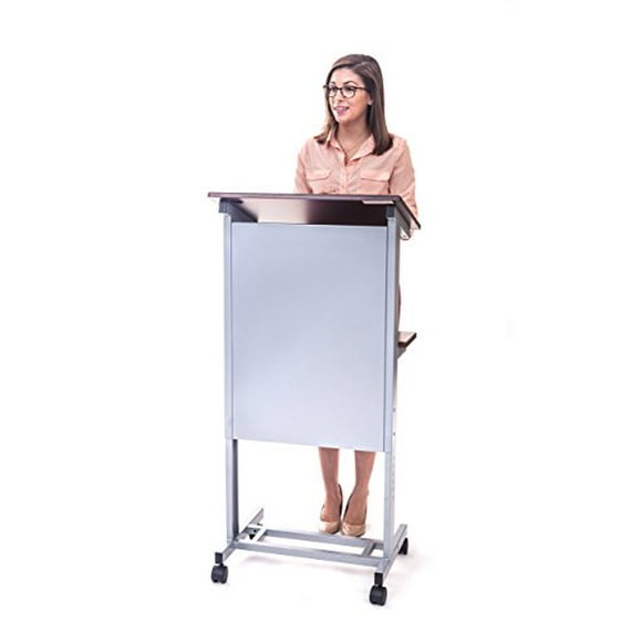 Stand Up Desk Store Mobile Adjustable Height Lectern Podium, Heavy Duty Steel Frame