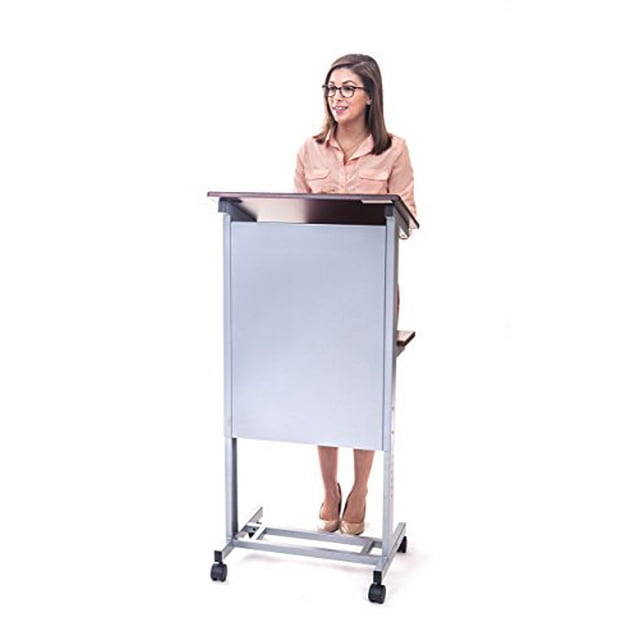 Stand Up Desk Store Mobile Adjustable Height Lectern Podium, Heavy Duty Steel Frame