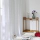 thumbnail image 3 of Cortinas Deconovo blancas transparentes de lino con diseño de rombos plateados para dormitorio, 132 cm de ancho x 213 cm de largo, 1 panel, 3 of 7