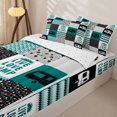 thumbnail image 3 of Erosebridal Adventure Camp Print Zipper Twin Comforter Sets with Fitted Sheet and 2 Pillowcases,Patchwork Geometric Plaid Zipper Bedding Set For Boys,Reversible,4 Pieces, 3 of 7