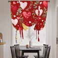 thumbnail image 3 of Valentines Tie Up Curtains 45 Inches Long, Kitchen Window Curtains Over Sink, Pink Red Love Heart Spring Green Botanical Small Window Curtains Shade Balloon Curtains Valances for Bedroom/Cafe 34"x45", 3 of 8