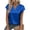 Blue #15, variant on Shirts for Women Cap Short Sleeve Silk Satin Basic Beach Shirts V Neck Loose Baggy Tops Lightweight Fashion Vocation T-Shirt with Pocket Light Gray XL