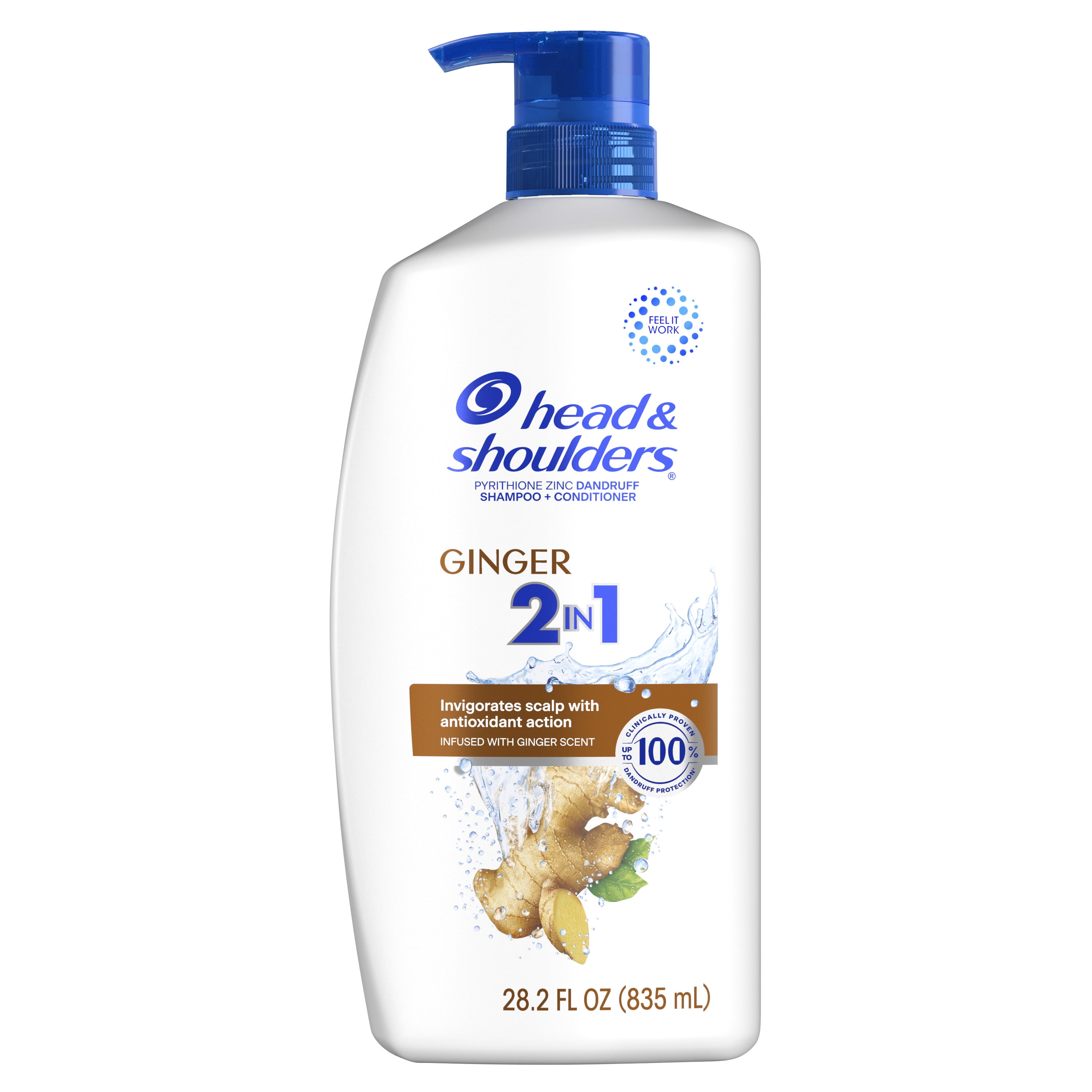 (2 pack) Head & Shoulders 2 in 1 Dandruff Shampoo and Conditioner, Ginger, 28.2 fl oz