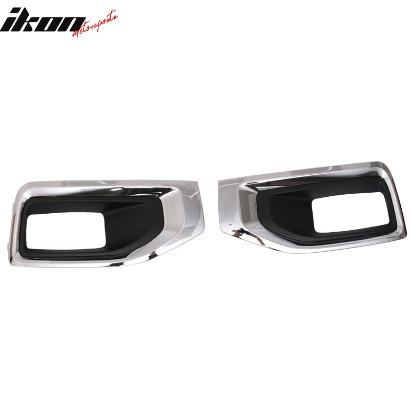 Fits 15-17 Yukon Front Fog Lamp Foglight Chrome Bezel Pair LH RH Clear Lens