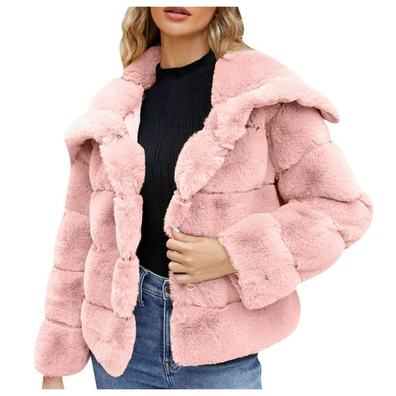 Womens Coat Fleece Cropped Jacket Long Sleeve Coats Warm Winter Jackets 2024 With Pockets