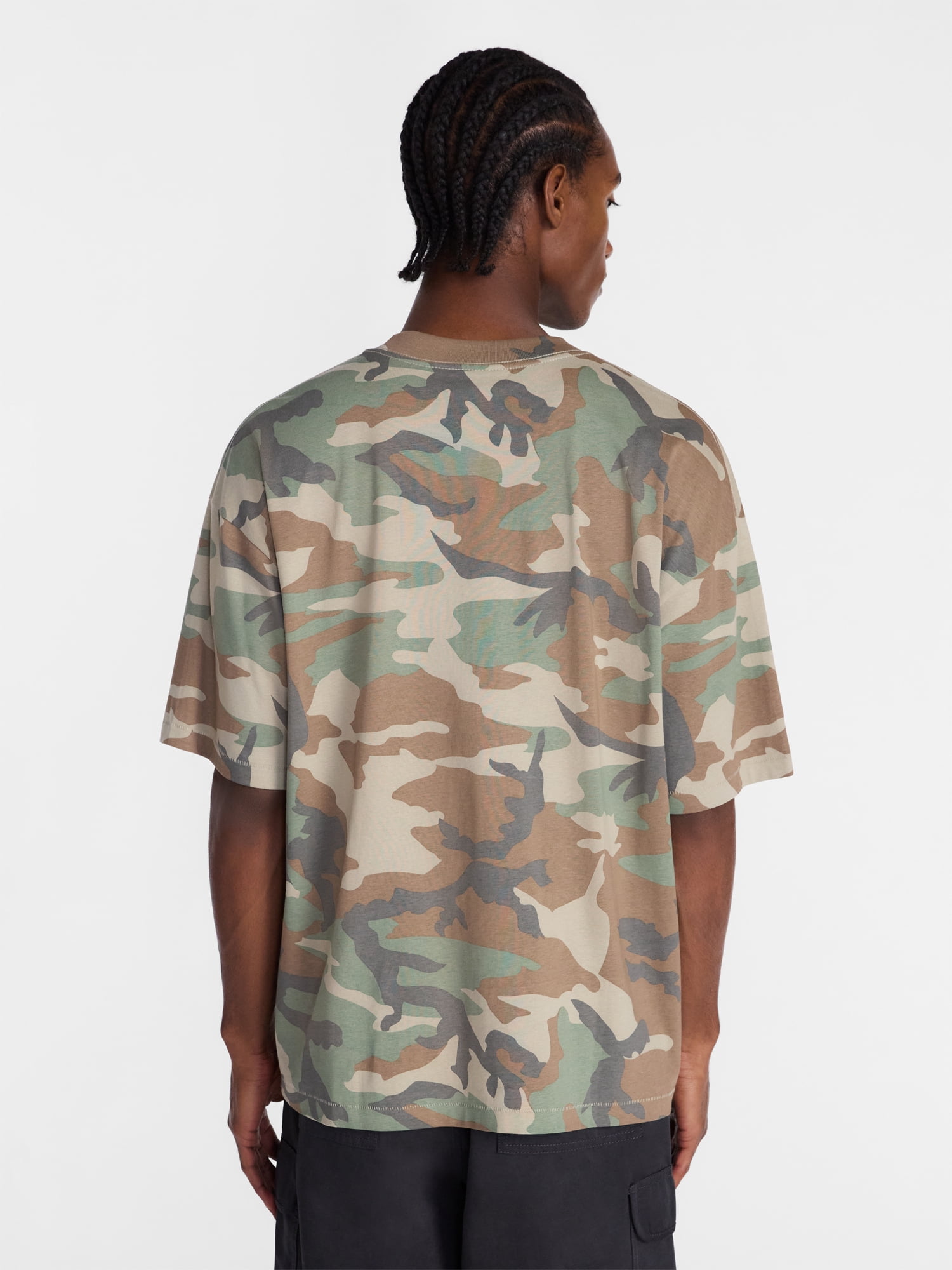 No Boundaries Men's Oversized Boxy Tee Shirt with Short Sleeves, XS-4XLT
