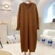 thumbnail image 4 of Vestido suéter de alta calidad para mujer, talla 10XL, 150kg, Color sólido, jersey con cuello en V, vestido largo grueso de otoño e invierno, 4 of 5