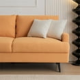 thumbnail image 3 of 64" Accent Sofa, Modern Linen Upholstered Twin Size Loveseat Sofa Couch with 2 Pillows and Metal Legs, Mid-Century Comfy 2-Seater Sofa with Padded Cushion and Armrest for Living Room Bedroom, Yellow, 3 of 7