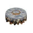 thumbnail image 2 of StlyGar 60In Black Flower Round Tablecloth Water Resistant SpillProof Table Cloth, 2 of 6