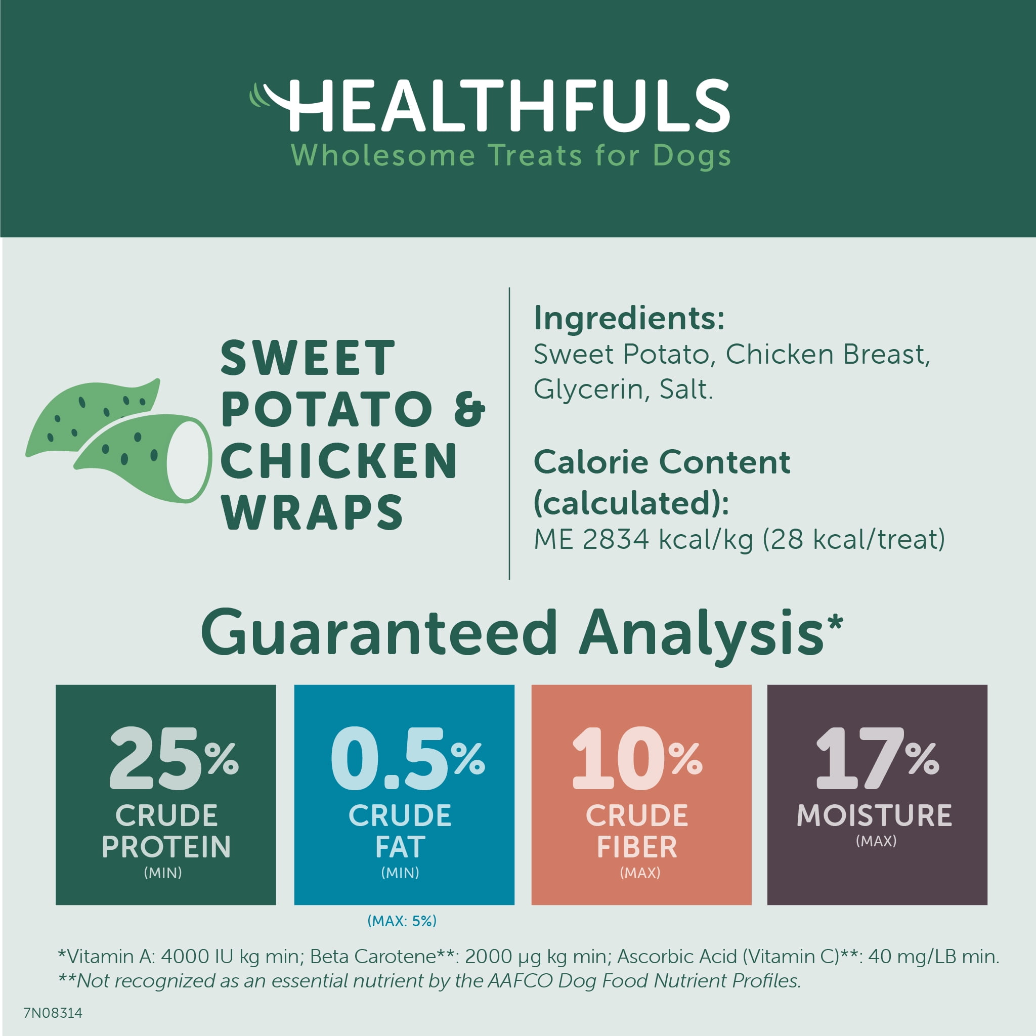 Healthfuls Chicken-Wrapped Sweet Potato Treats, 25 oz - Healthy, Protein Rich Treats for Dogs - Long Lasting Dog Chews