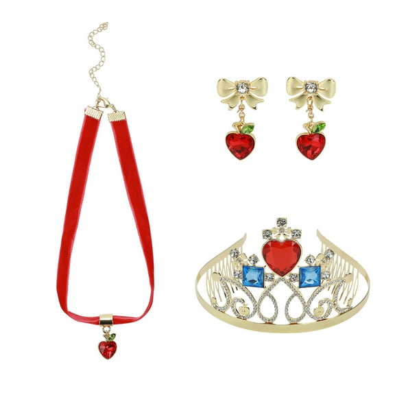 Snow White 3-Piece Cosplay Set With Crown, Earrings, and Choker
