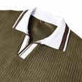 thumbnail image 5 of Generic Men's Ribbed Long Sleeve Polo Shirts V-Neck Textured Solid Color Pullover Casual Corduroy Texture Sweatshirt, 5 of 6