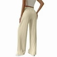 thumbnail image 4 of Women Casual Elastic Waist Loose Paper Bag Pants with Pockets Beige XL, 4 of 6