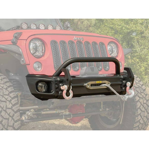 Rugged Ridge by RealTruck Arcus Bumper, Front for Wrangler JK | Stubby w/ Tubular Overrider, 11-Gauge Steel, Satin Black | 11549.13 | Compatible with 2007-2018 Jeep Wrangler JK