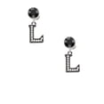 thumbnail image 2 of Delight Jewelry Black Nickeltone Crystal Initial - L - Beaded Border - Black Crystal Clip on Earrings, 2 of 5