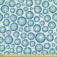 thumbnail image 2 of Ambesonne Geometric Fabric by the Yard Upholstery, Concentric Retro Rounds, 1 Yard, Blue and White, 2 of 5