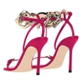thumbnail image 4 of FSJ Women Sexy Square Open Toe Stiletto High Heel Sandals Large Gold Chain Buckle Strap Sandals Prom Dressy Shoes Size 5 Pink, 4 of 4