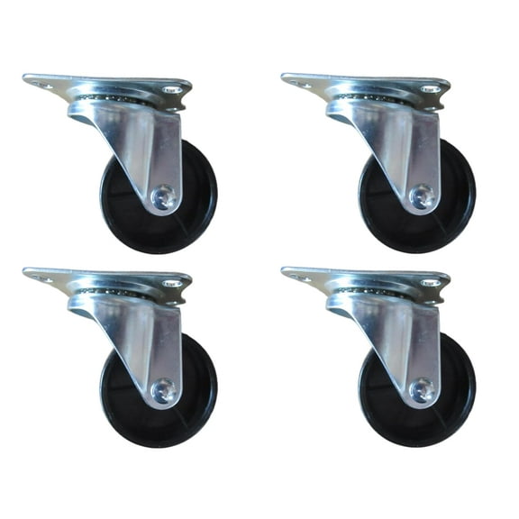 2 Inch Swivel Caster Wheels with Metal Mounting Plate, Set of 4