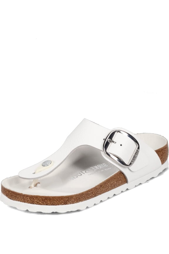 Women's Gizeh Big Buckle Sandals, White, 8 Medium US