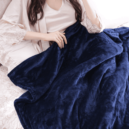 MaxKare Electric Blanket Twin Size, Heated Blanket with 4 Heating Levels & 10H Auto-Off, Machine Washable, Blue