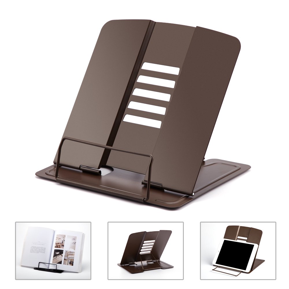 Portable Metal Book Stand Book Holder Adjustable 5 Angles Bookstand