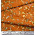 thumbnail image 3 of Soimoi Orange Velvet Fabric Artistic Leaves Printed Fabric 1 Yard 58 Inch Wide, 3 of 3