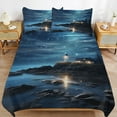 thumbnail image 6 of Lighthouse Sunrise Coast Scenery Pale Blue Tan Duvet Cover Set King Size for Bedroom Decoration Print Bedding Set Comforter Cover Decorative Microfiber with 2 Pillow Sham Multicolor, 6 of 6