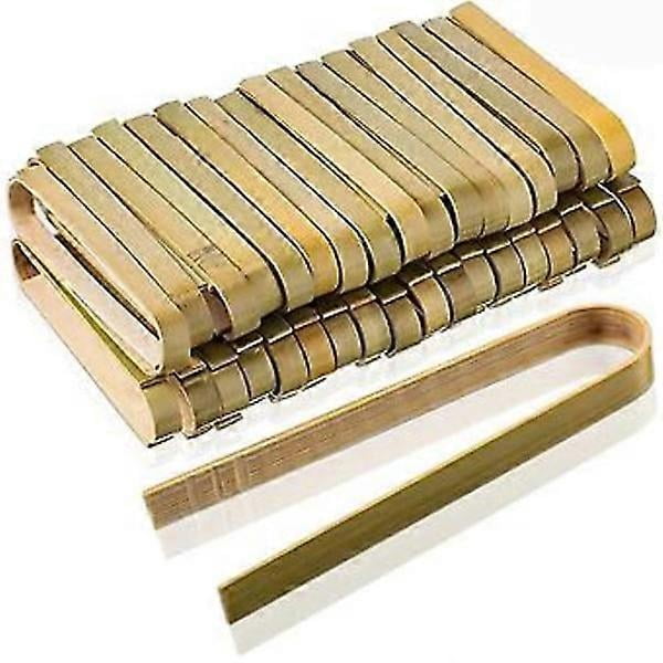 80 pcs Mini Bamboo Bread Tongs 10 cm Toasting Tongs Food Serving