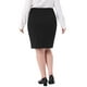 thumbnail image 3 of Falda lápiz de talla grande para mujer Agnes Orinda, de cintura alta, elástica, con abertura lateral, ajustada, para negocios, falda midi con cremallera trasera 3X negra, 3 of 6