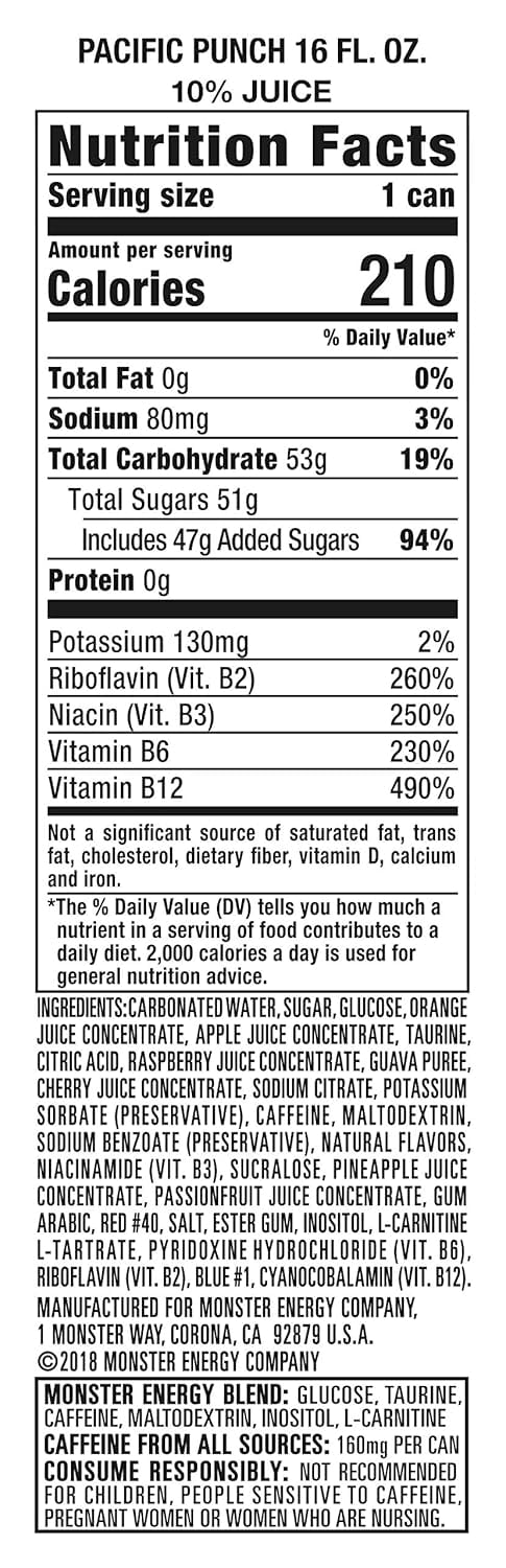 Juice Monster Energy, Pacific Punch, 16 Ounce Cans (Pack Of 6)