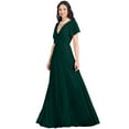 thumbnail image 4 of KOH KOH Long Bridesmaid Wedding Guest Sleeveless V-Neck Full Floor Length Flowy Sexy Wrap Prom Formal Evening Cocktail Party Summer Tall Maxi Dress Gown For Women Emerald Green XX-Large US 18-20 NT333, 4 of 6