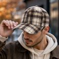 thumbnail image 5 of Garbnen Unisex Fall Winter Vintage Plaid Baseball Cap, Curved Brim Adjustable Back Strap Dad Hat, Soft Thick Fabric Daily Outdoor Hat For Women Men Beige, 5 of 9