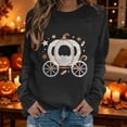 thumbnail image 2 of Arlun Halloween Funny Sweatshirt for Women Sequin Pumpkin Cart Graphic Printed Pullover Tops Long Sleeve Hoodless Shirt Casual Fall Fashion Sweatshirts for Everyday Wear Black XXXL, 2 of 7