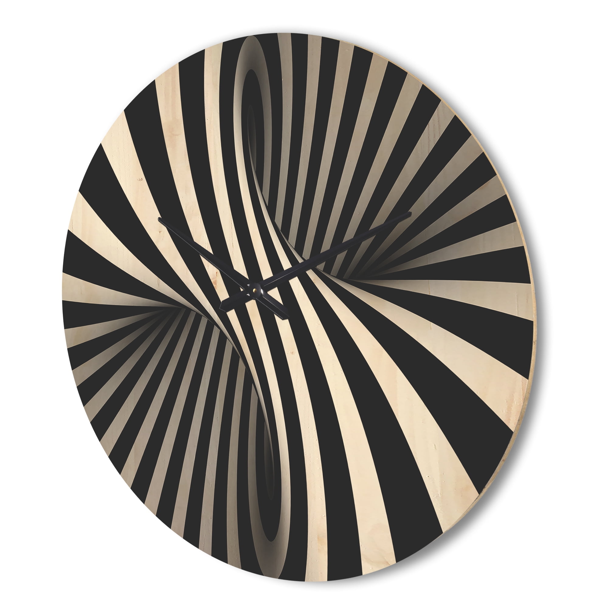 Designart 'Monochrome Spiral ' Modern Wood Wall Clock