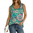 thumbnail image 6 of ZQUUVOU Women's Tank Tops Printed Floral Solid Color Sleeveless Crew Neck Cotton Casual Tee(D-Multicolor,S), 6 of 7