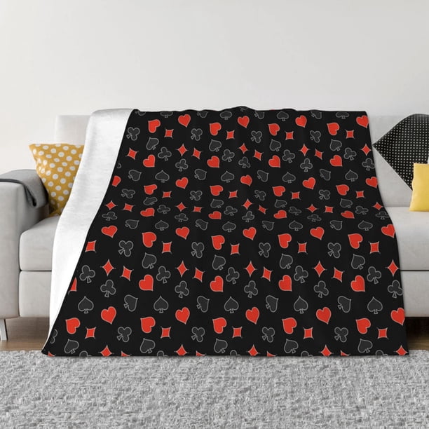 Balery Poker Creative Symbols Manta de Franela con Dibujo, Lujo Ultra Suave y Cálido, Antipelusa y Resistente a las Arrugas para Cama, Sofá, Camping -50"x40"