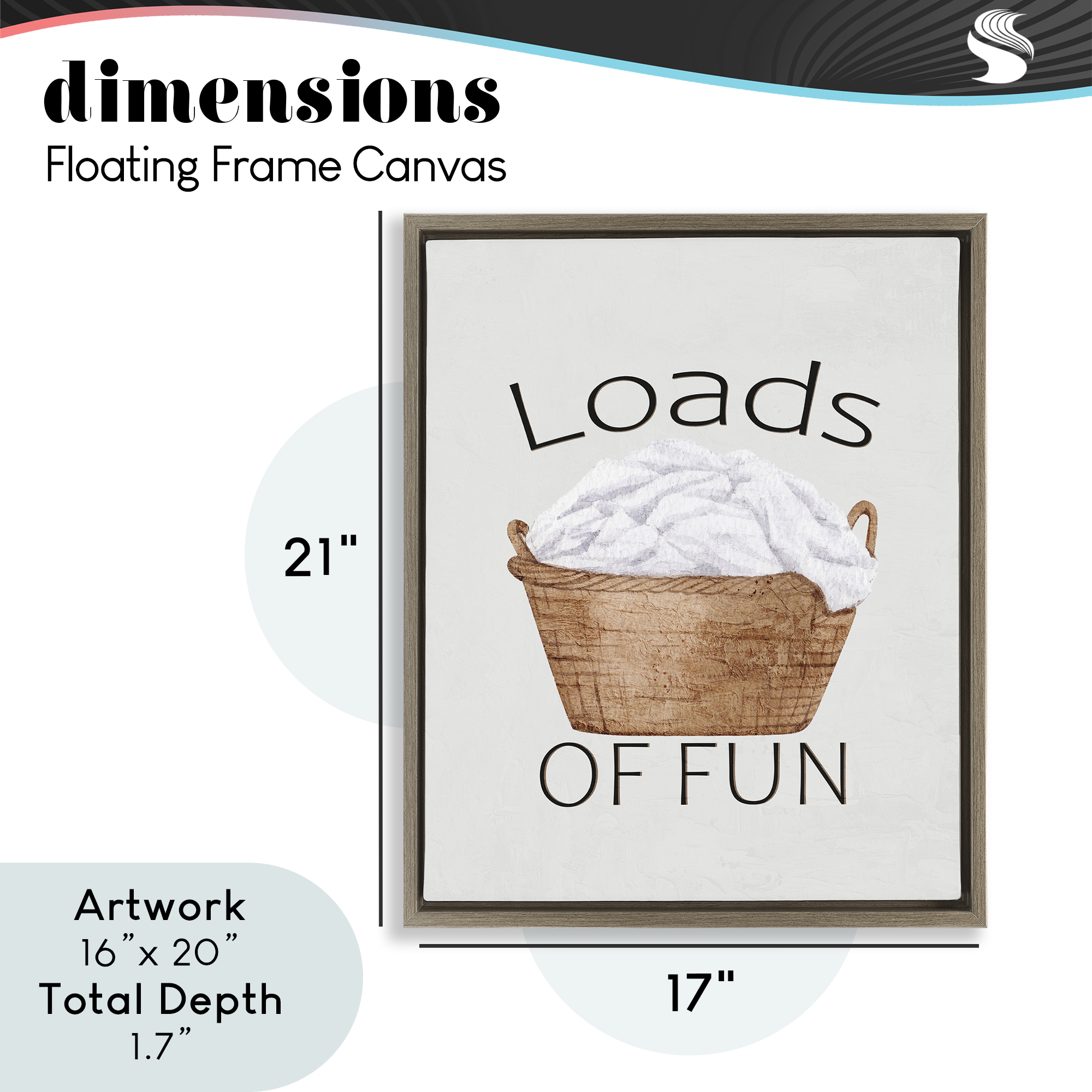 Loads Of Fun Laundry Basket Brown Framed Floater Canvas Wall Art, design by Kim Allen