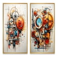 thumbnail image 2 of Designart "Assemblage Geometric Constructivism Dynamic painting II" Constructivism Framed Wall Art Set Of 2 - Multi-Color Abstract Framed Canvas Set For Living Room Decor, 2 of 7