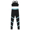 thumbnail image 3 of YEAHDOR Teens Girls 2Pcs Activewear Set Active Sleeveless Crop Top with Leggings Pants Gym Dance Suit Black&Light Blue 16, 3 of 7