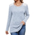 thumbnail image 1 of Camisas de Larga y Cuello Redondo para Mujer, Corte Holgado, Estilo Túnica Informal Elegante, Suéter, Ropa de Otoño e Invierno Azul XXL, 1 of 10