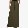 thumbnail image 6 of vigerkar Long Maxi Skirt for Women Spring and Autumn Leisure Skirt Ladies Solid Color Drawstring Women Flowy Casual Green, 3XL, 6 of 9