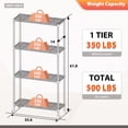 thumbnail image 3 of CL.HPAHKL 4-Tier Adjustable Storage Shelves with Wheels 35.6"L x 14"W x 61.8"H, NSF Metal Shelving Unit, Commercial Grade Steel Utility Layer Shelf Rack Organizer, 1400lbs Capacity, Black, 3 of 8