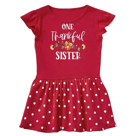 

Inktastic One Thankful Sister Autumn Flowers Gift Toddler Girl Dress