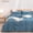 Blue, variant on Duvet Cover Set 100% Washed Cotton Linen Feel Super Soft Comfortable Chic Lightweight 3 PCs Home Bedding Set Cornflower Blue & White Grid Queen